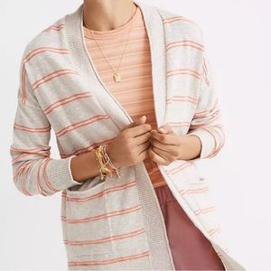 Madewell Bradley Open Cardigan Sweater in Textured Stripe Cotton Blend S